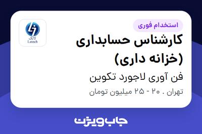 استخدام کارشناس حسابداری (خزانه داری) در فن آوری لاجورد تکوین