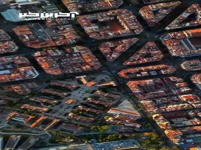 منطقه زیبای Eixample در بارسلونا، اسپانیا