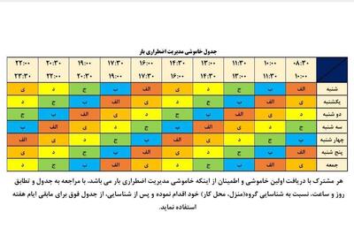 جدول قطعی برق تهران جمعه ۱۶ خرداد ۱۴۰۴