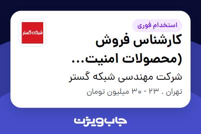 استخدام کارشناس فروش (محصولات امنیت شبکه) در شرکت مهندسی شبکه گستر