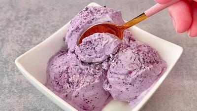 طرز تهیه بستنی بلوبری در خانه فقط ۳ مواد! ساده و خوشمزه!