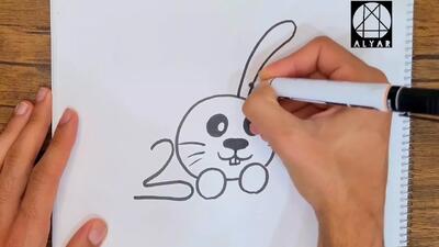 آموزش نقاشی خرگوش باعدد200 ساده کیوت