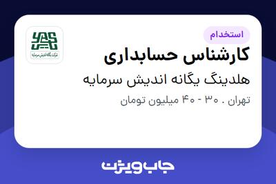 استخدام کارشناس حسابداری در هلدینگ یگانه اندیش سرمایه