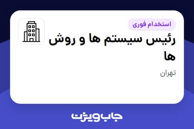 استخدام رئیس سیستم ها و روش ها در سازمانی فعال در حوزه کالاهای الکتریکی و لوازم خانگی