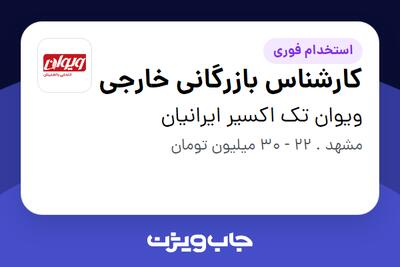 استخدام کارشناس بازرگانی خارجی - آقا در ویوان تک اکسیر ایرانیان