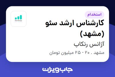 استخدام کارشناس ارشد سئو (مشهد) در آژانس رنکاپ