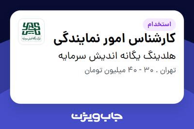 استخدام کارشناس امور نمایندگی در هلدینگ یگانه اندیش سرمایه
