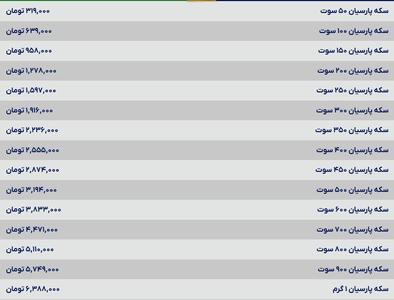 قیمت سکه پارسیان، امروز ۱۸ خرداد ۱۴۰۴