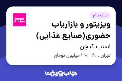 استخدام ویزیتور و بازاریاب حضوری(صنایع غذایی) در اسنپ کیچن