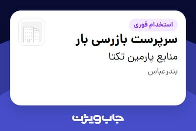 استخدام سرپرست بازرسی بار - آقا در منابع پارمین تکتا
