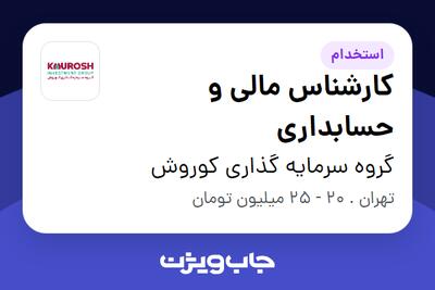 استخدام کارشناس مالی و حسابداری در گروه سرمایه گذاری کوروش