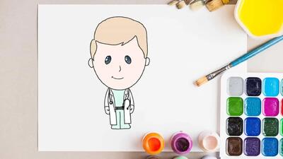 آموزش نقاشی دکتر برای کودکان در 9 مرحله ساده