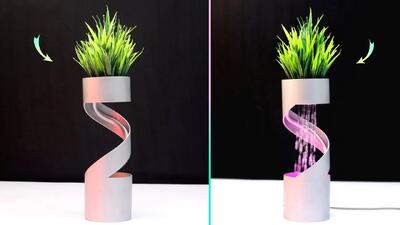 گلدان های فواره ای DIY با چراغ های LED: زیبایی باغ و پاسیو