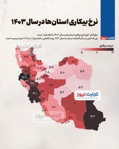 اینفوگرافی/ نرخ بیکاری استان‌ها در سال ۱۴۰۳ | اقتصاد24