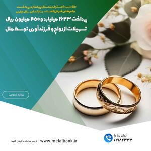 پرداخت ۱۶۲۳ میلیارد و ۴۵۰ میلیون ریال تسهیلات ازدواج و فرزندآوری توسط ملل | اقتصاد24