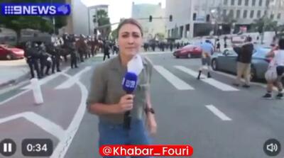 شلیک پلیس آمریکا به خبرنگار استرالیایی در جریان اعتراضات لس‌آنجلس/فیلم