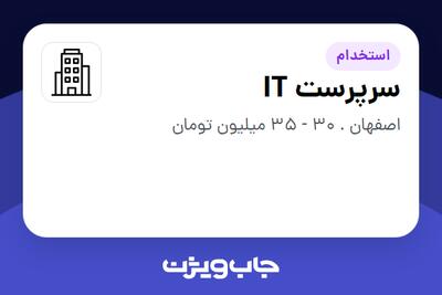 استخدام سرپرست IT در سازمانی فعال در حوزه تجارت / بازرگانی