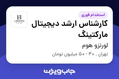 استخدام کارشناس ارشد دیجیتال مارکتینگ در لورنزو هوم