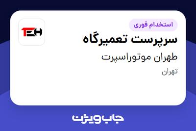 استخدام سرپرست تعمیرگاه - آقا در طهران موتوراسپرت