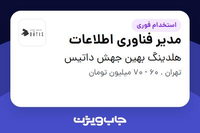 استخدام مدیر فناوری اطلاعات در هلدینگ بهین جهش داتیس
