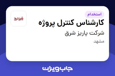 استخدام کارشناس کنترل پروژه - خانم در شرکت پاریز شرق