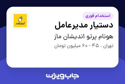 استخدام دستیار مدیرعامل - خانم در هونام پرتو اندیشان ماز