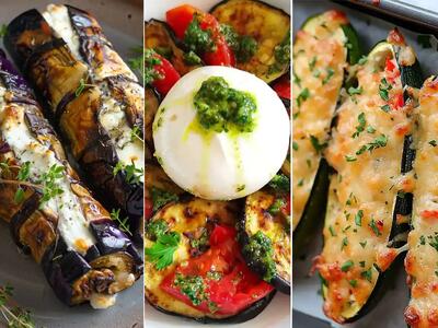 مدل پیش غذای بادمجان | ترکیب رنگی عالی برای سفره پذیرایی با رول‌های بادمجونی فانتزی