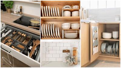 چیدمان ظروف در کابینت؛ ایده های ساده و کاربردی