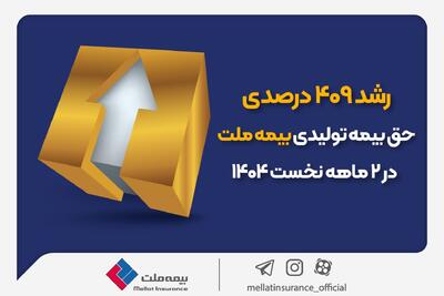 رشد ۴۰۹ درصدی حق‌بیمه تولیدی بیمه ملت در ۲ ماهه نخست ۱۴۰۴ | اقتصاد24