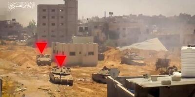 ‌تصاویری از‌ دلاوری مجاهد فلسطینی و کار گذاشتن بمبی در زیر تانک اسرائیلی در غزه از فاصله صفر