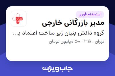 استخدام مدیر بازرگانی خارجی در گروه دانش بنیان زیر ساخت اعتماد یاس