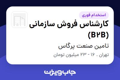 استخدام کارشناس فروش سازمانی (B2B) در تامین صنعت پرگاس