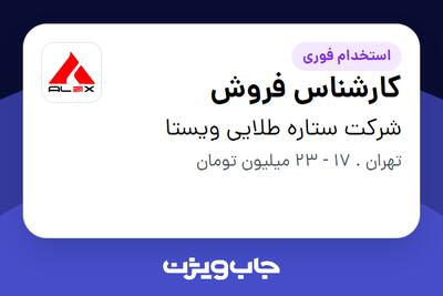 استخدام کارشناس فروش در شرکت ستاره طلایی ویستا
