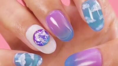 طراحی ناخن شیک و باکلاس با طرح آسمان و ابر Nail Design