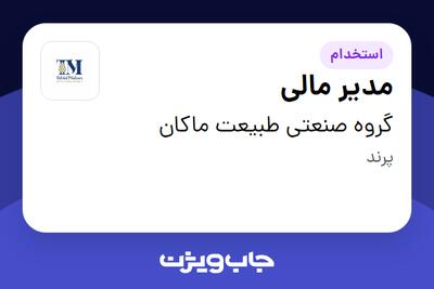 استخدام مدیر مالی در گروه صنعتی طبیعت ماکان