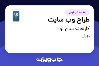 استخدام طراح وب سایت در کارخانه سان نور