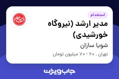 استخدام مدیر ارشد (نیروگاه خورشیدی) در شویا سازان