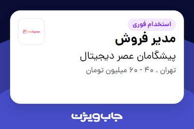 استخدام مدیر فروش در پیشگامان عصر دیجیتال