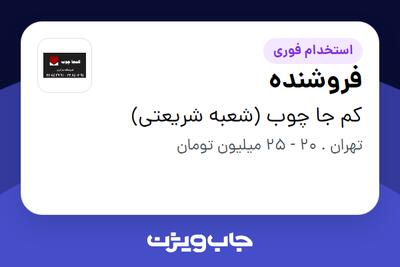 استخدام فروشنده در کم جا چوب (شعبه شریعتی)