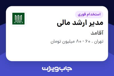 استخدام مدیر ارشد مالی - آقا در آفامد
