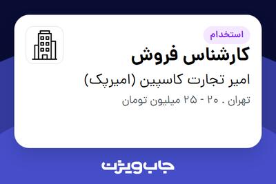 استخدام کارشناس فروش - خانم در امیر تجارت کاسپین (امیرپک)