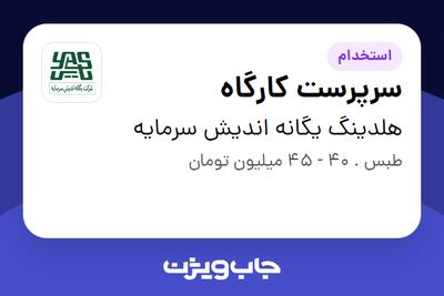 استخدام سرپرست کارگاه - آقا در هلدینگ یگانه اندیش سرمایه