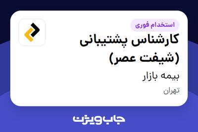 استخدام کارشناس پشتیبانی (شیفت عصر) - آقا در بیمه بازار