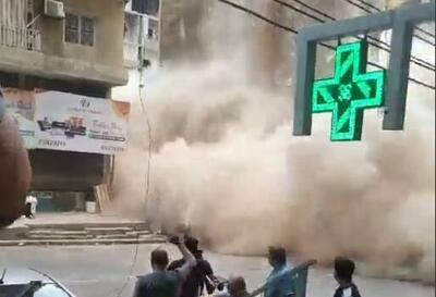 فیلم/ لحظه فروریختن یک ساختمان در منطقه برج‌البراجنه در بیروت