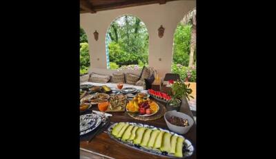 وقتی چیدمان میز عصرانه به یک اثر هنری تبدیل می‌شود؛ نگاهی به تعطیلات لاکچری بهرام رادان و مینا مختاری در شمال