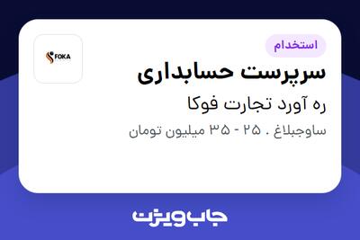 استخدام سرپرست حسابداری در ره آورد تجارت فوکا