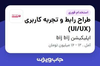 استخدام طراح رابط و تجربه کاربری (UI/UX) در اپلیکیشن bij bij