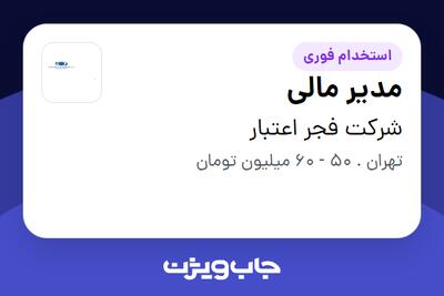 استخدام مدیر مالی - خانم در شرکت فجر اعتبار