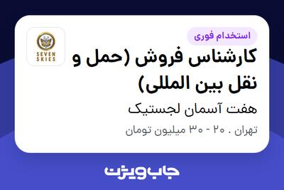 استخدام کارشناس فروش (حمل و نقل بین المللی) در هفت آسمان لجستیک