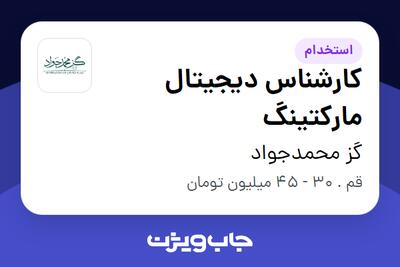 استخدام کارشناس دیجیتال مارکتینگ در گز محمدجواد